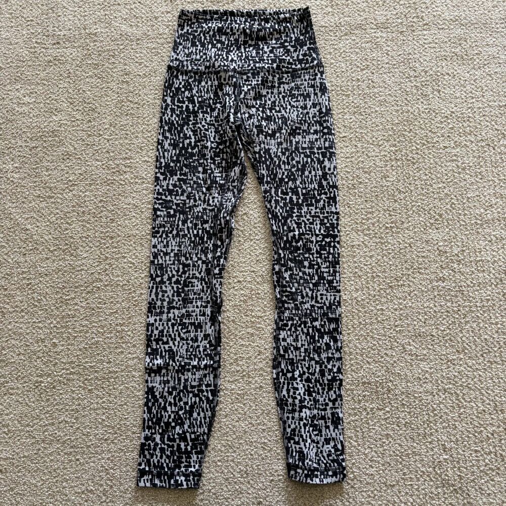Lululemon Leggings Wunder Under Womens Size 2 Multicolor Geometric Elastic Waist